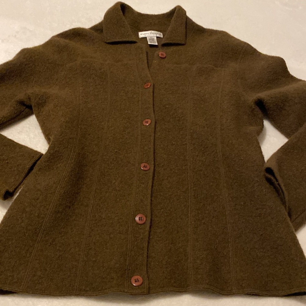 Vintage 100% Wool Evan-Picone Jacket. Pine Green w/Brown Buttons. XL-fits like L - Picture 9 of 13